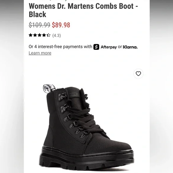 Dr martens Black Canvas Lace-Up Boots - Picture 7 of 7